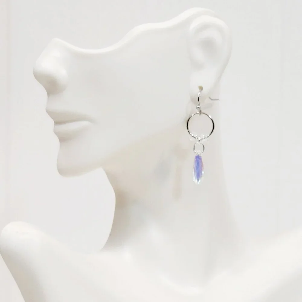 Czechoslovakian White Glass Dagger Earrings Lightweight Minimalist